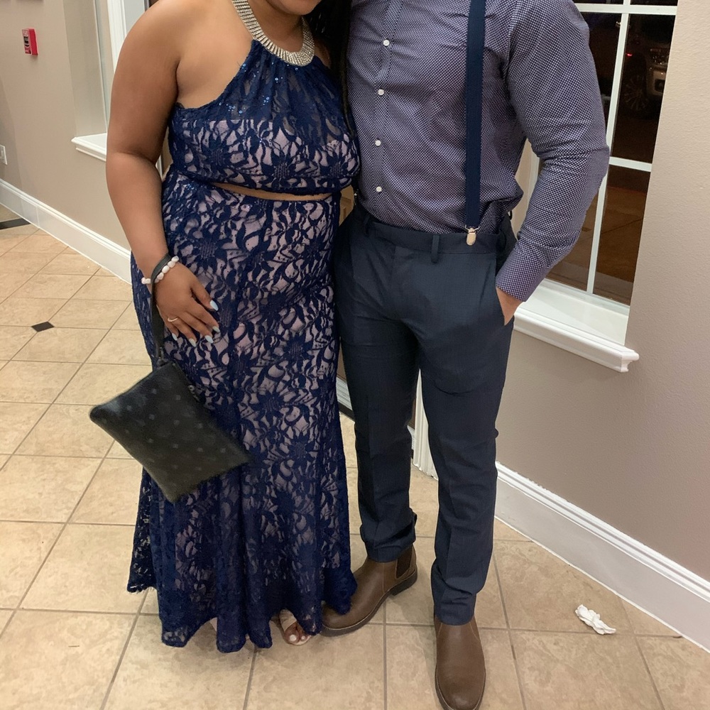 Formal two piece navy Dress perfect for Prom